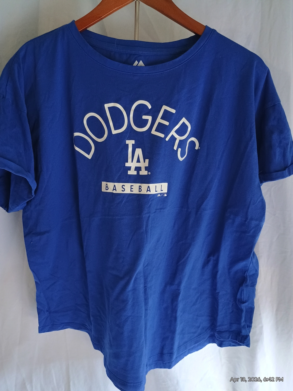 Majestic Dodgers Royal Blue Women's Graphic Baseball Tee